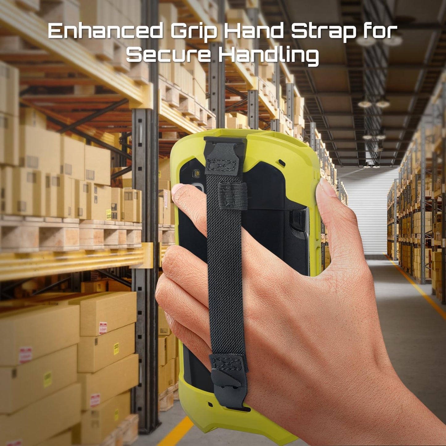 TC51 TC52 TC56 TC57 TC510K Case with Hand Strap - Protective & Ergonomic for Zebra Handheld Barcode Scanners SG-TC5X-EXO1-01 SG-TC5X-EXONHS-01 (Yellow)
