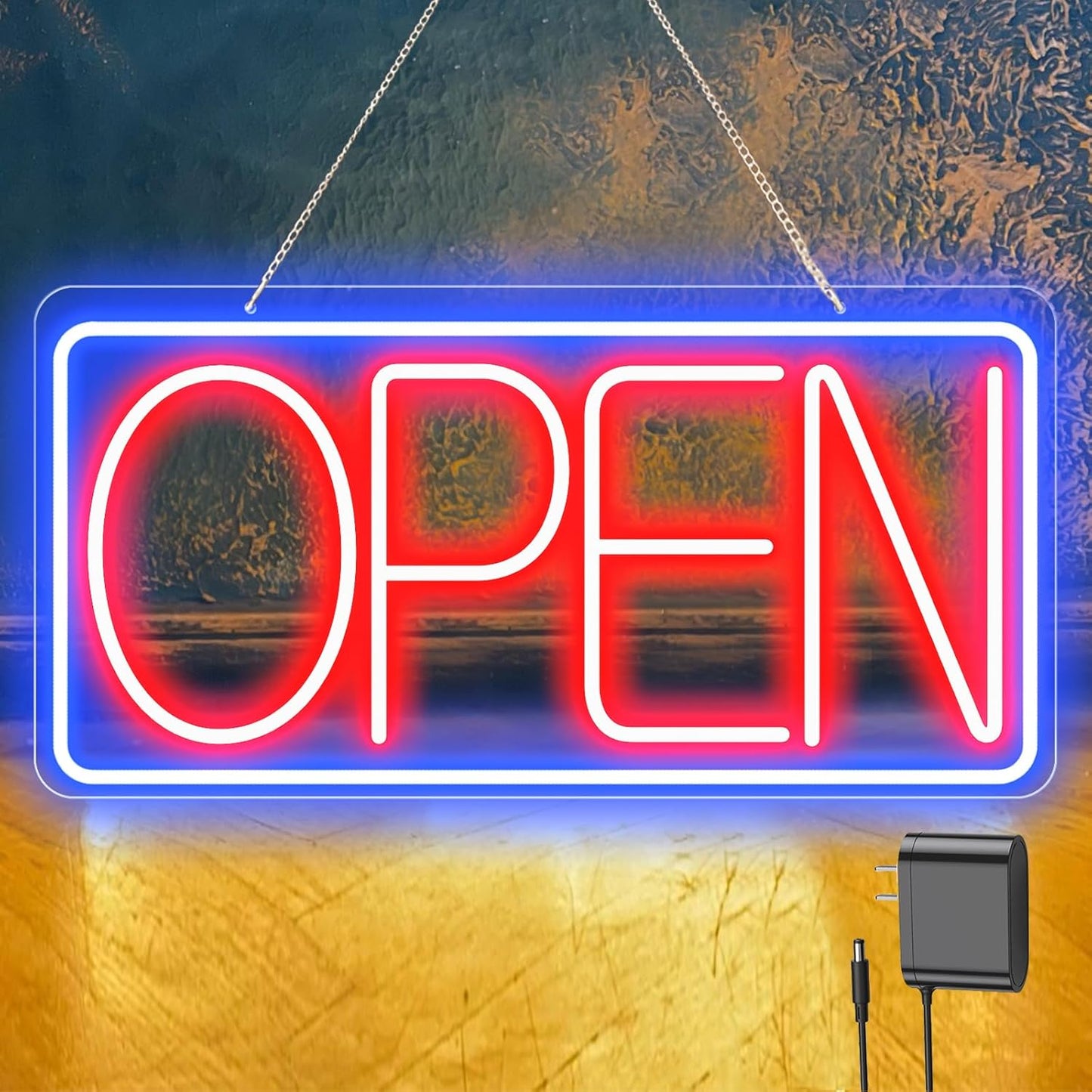 22" X 11" Led Neon Open Signs for Business, Large Open Signs, Plug In Electric Light Up with ON/OFF Switch, Ultra Bright Open Sign for Bar Salon Coffee Stores Club Hotel