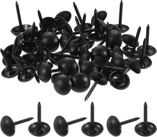 uxcell 100 Pcs Upholstery Tacks, 7 x 13mm Round Head Upholstery Nails Pins Vintage Decorative Furniture Tacks for Chairs Sofas Beds DIY Project, Black