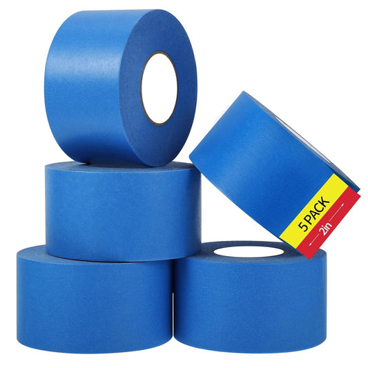 5 Rolls Painters Tape 2 Inch Wide, Blue Painters Tape Bulk 1.89In × 55Yd × 5 Rolls Blue Tape, Multi-Surface Masking Tape for Wall Painting Edge Treatment DIY Crafts, Total 275 Yards