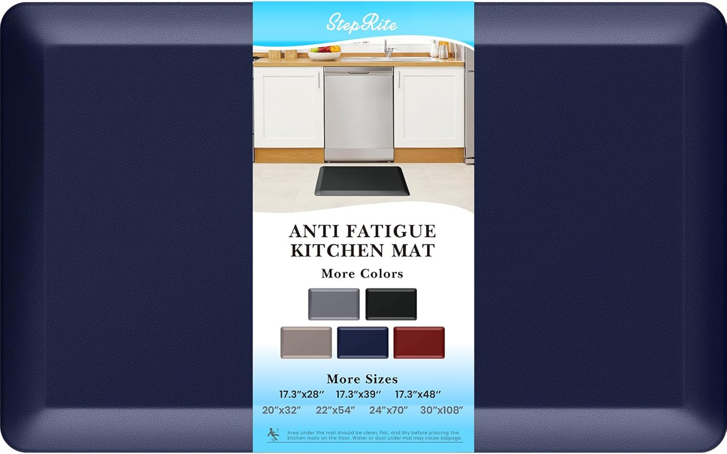 4/5 Inch Thick Kitchen Mats for Floor, StepRite Kitchen Rug for Standing Desk, Non-Slip, Thicker, Stain Resistant, Waterproof, Comfort Anti Fatigue Floor Mat for Home, Kitchen, Office - Blue,32*20''