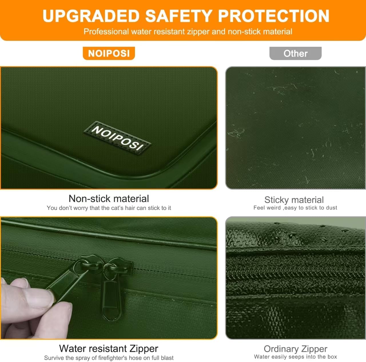 Noiposi Document Organizer with 5200℉ Heat Insulated,Waterproof and Fireproof Document Box,Portable Home Travel Safe Storage Box for Important Documents,File and Birth Certificate，Green