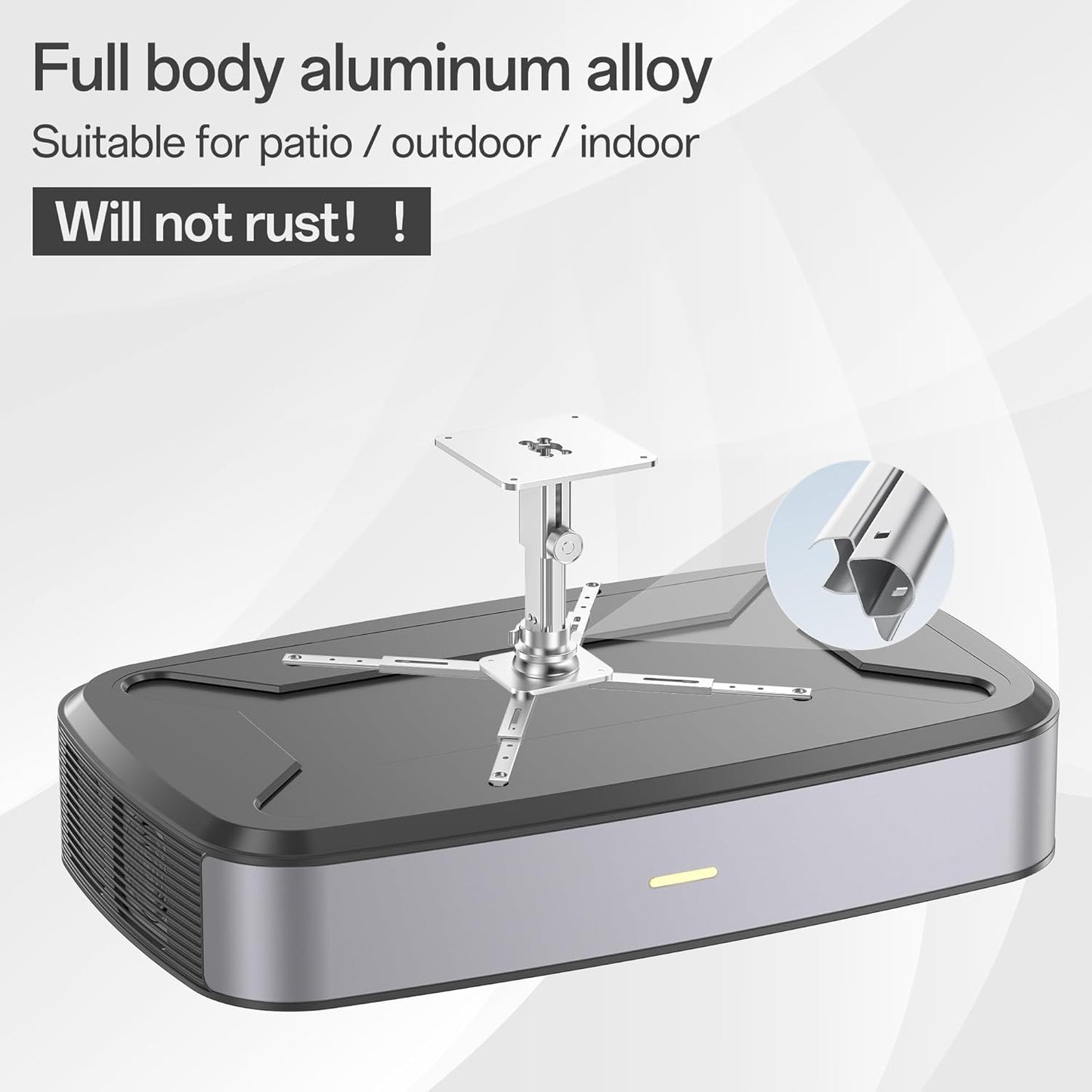 Large Projector Ceiling Mount with Adjustable Height and Extendable Arms, Projector Stand for Engineering Projectors, for Patio Outdoor/Indoor/Office/Livingroom- Silver