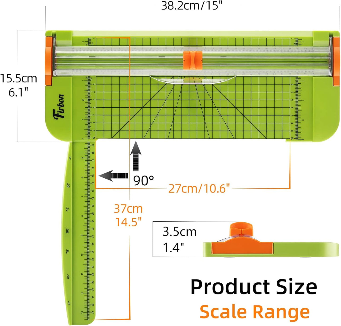 Firbon Grass Green A4 Paper Cutter 12 Inch Titanium Straight Paper Trimmer with Side Ruler for Scrapbooking Craft, Paper, Coupon, Label, Cardstock