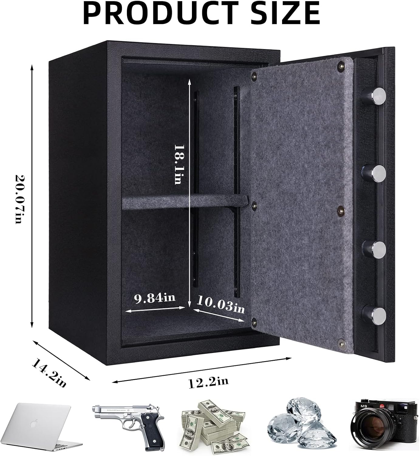 TIGERKING Fireproof Safe, 1.8 Cubic Feet Large Steel Digital Safe Box with Code Button Keypad, Heavy Duty Safe for Home and Office