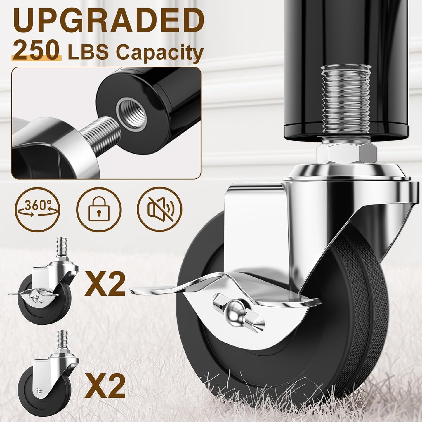 Heavy Duty Clothes Rack Load 520LBS, Adjustable Rolling Clothing Rack with Sturdy Wheel, Metal Industrial Closet Garment Racks for Hanging Clothes Coat, Portable for Bedroom, Laundry Living Room