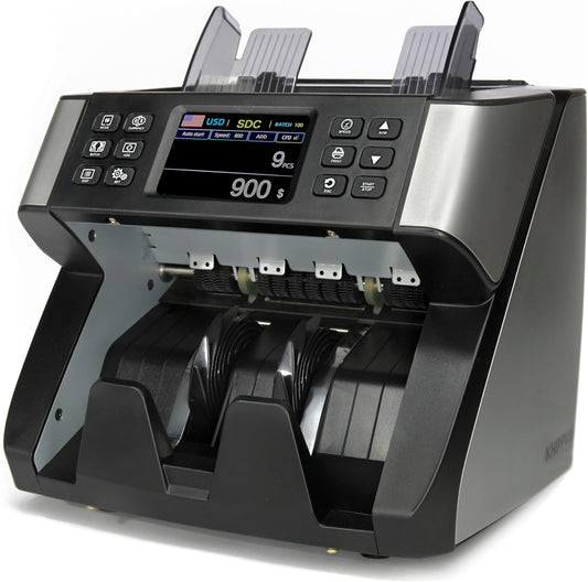 Pro 5500 Money Counter Machine, Mixed Denominations, Professional Value Counting, Counterfeit Detector, Fast & Accurate Cash Counter with 2 Year Warranty