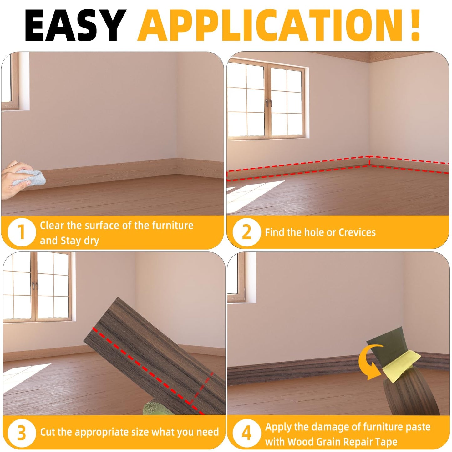 GSCIT Club Walnut Wallpaper, 2.4 inch X 100ft Self Adhesive Wood Grain Repair Tape Walnut Repair Patch for Tables, Chairs, Baseboards, Doors, Windows, Floors, Handicraft DIY.