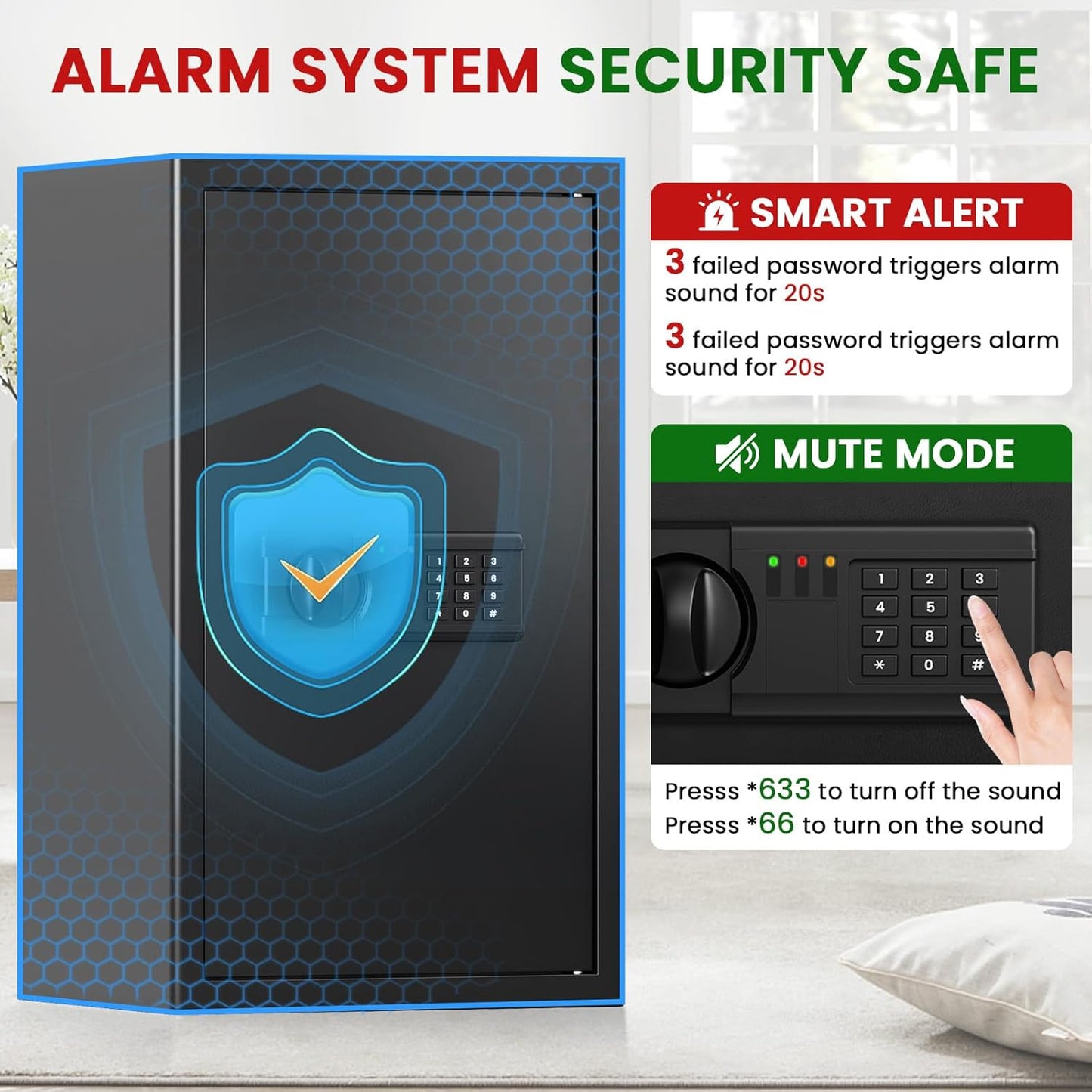 4.5 Cuft Large Fireproof Safe Box, Home Safes Water and Fireproof, Fire Proof Safe with Programmable Keypad, Smart Alert, Removable Shelf, Fire Proof Safes for Home Money Document Valuables