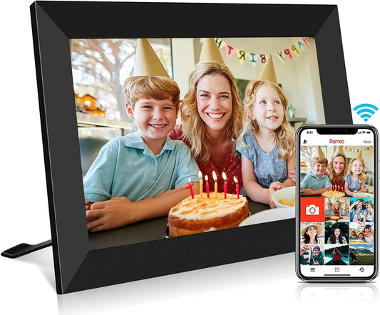 YENOCK FRAMEO Digital Photo Frame WiFi 10.1 Inch HD IPS LCD Touch Screen, 32GB Memory, Auto-Rotate, Wall-Mountable, Easy Setup to Share Photos & Videos via Free App from Anywhere