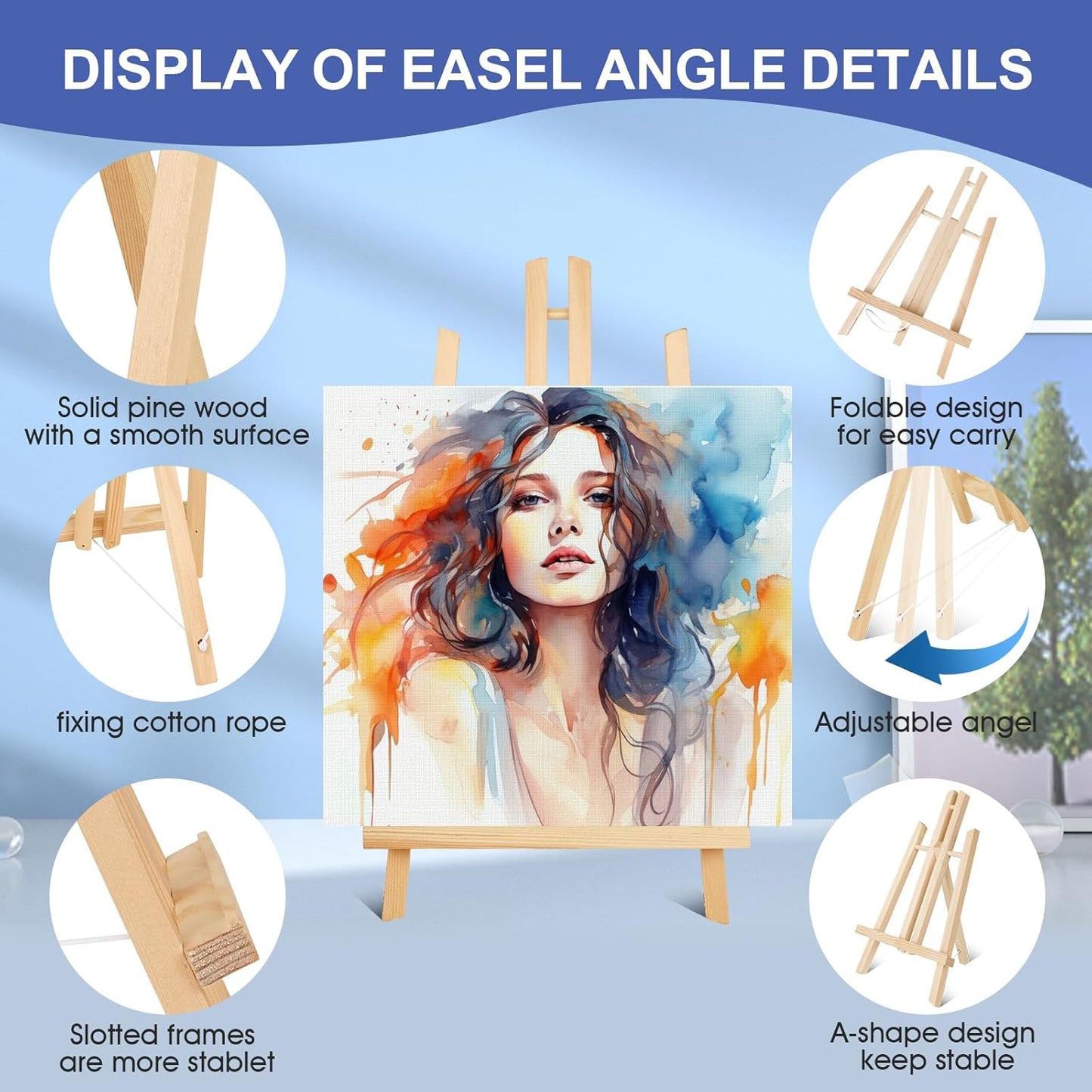 ESRICH 16Pack 11.8" Wood Easels,Tabletop Easel for Painting,Painting Party, Displaying Canvases, Kids Student Table School Desktop, Portable Canvas Photo Picture Sign Holder