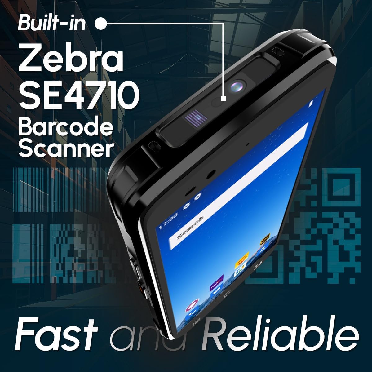 Rayoungtek Android Barcode Scanner 4+64GB Built-in Zebra SE4710 1D/2D/QR Barcode Scan Engine 4G Wireless PDA Enterprise Mobile Computer with Charging Dock for Warehouse & Logistics