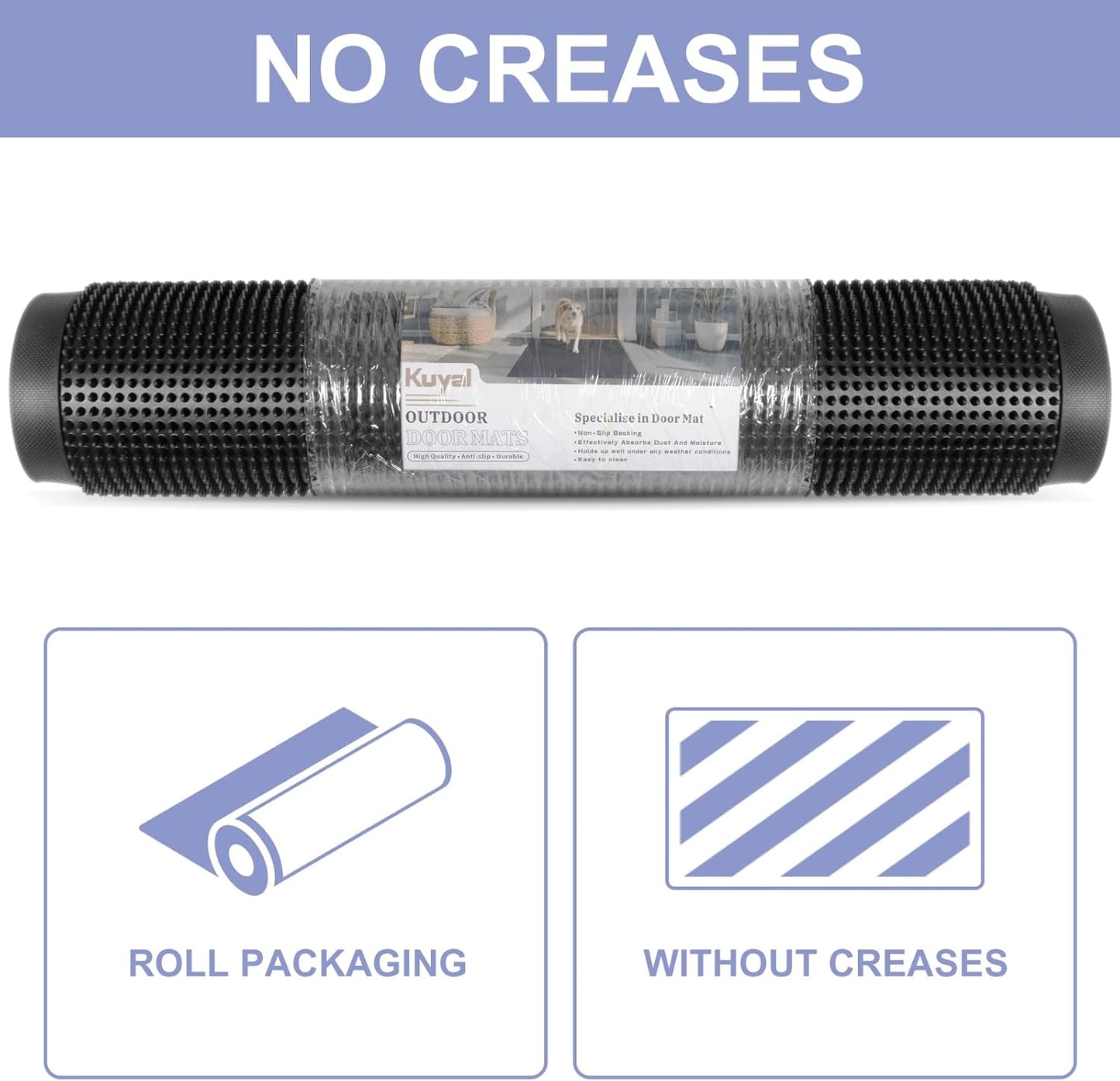 Kuyal Front Door Mat, 3'x4' Outdoor Entrance Mat, Winter Non-Slip Waterproof Outside Entrance Mats, Heavy Duty Durable Welcome, Non Slip Rubber Outdoor Mats for Entryway, Black