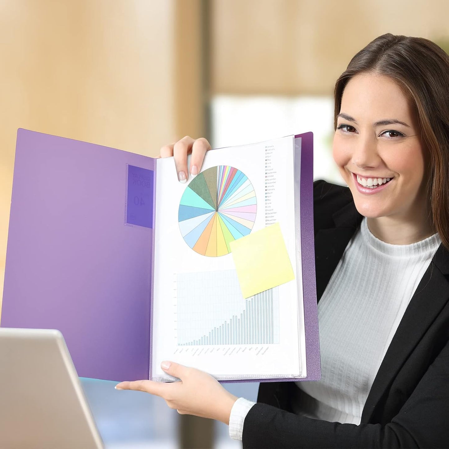 Marspark 6 Pcs Binder with Plastic Sleeves Large 8.5" x 11" Display Presentation Book 40 Pocket 80 Pages Art Portfolio Folder Clear Sheet Protector for Photo Document (Multicolor)