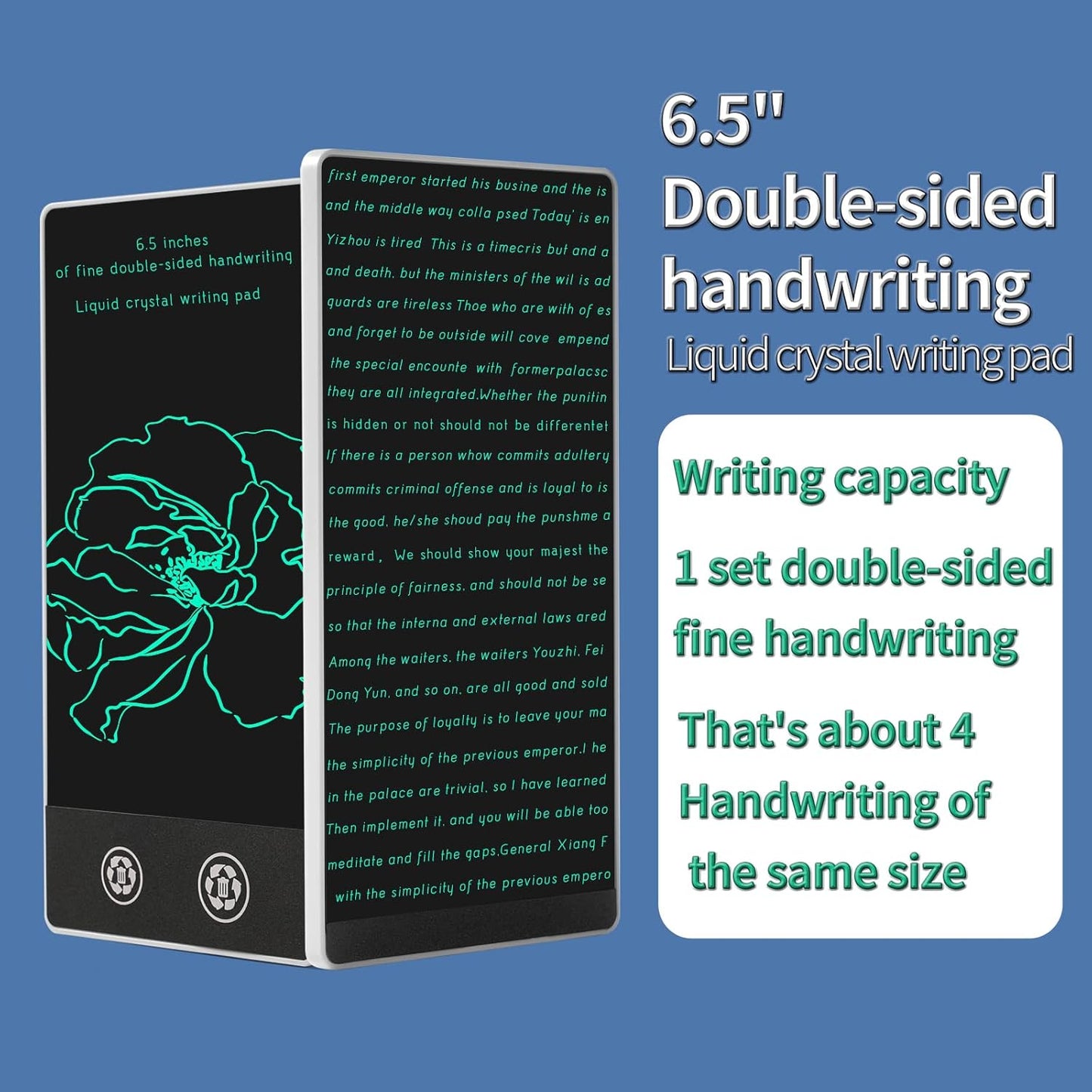 Mini LCD Writing Tablet, 6.5in Double Display Erasable Reusable Electronic Drawing Pads, Electronic scratchpad for Kids and Adults（Black