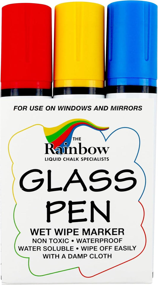Glass Pen Window Marker: Liquid Chalk Pens for Glass, Whiteboard Markers with Washable Paint - Graduation, Car Windows, Mirror Pen, Storefront, Wedding, Parade, Party & Holiday (3 Pens - Jumbo Tip)