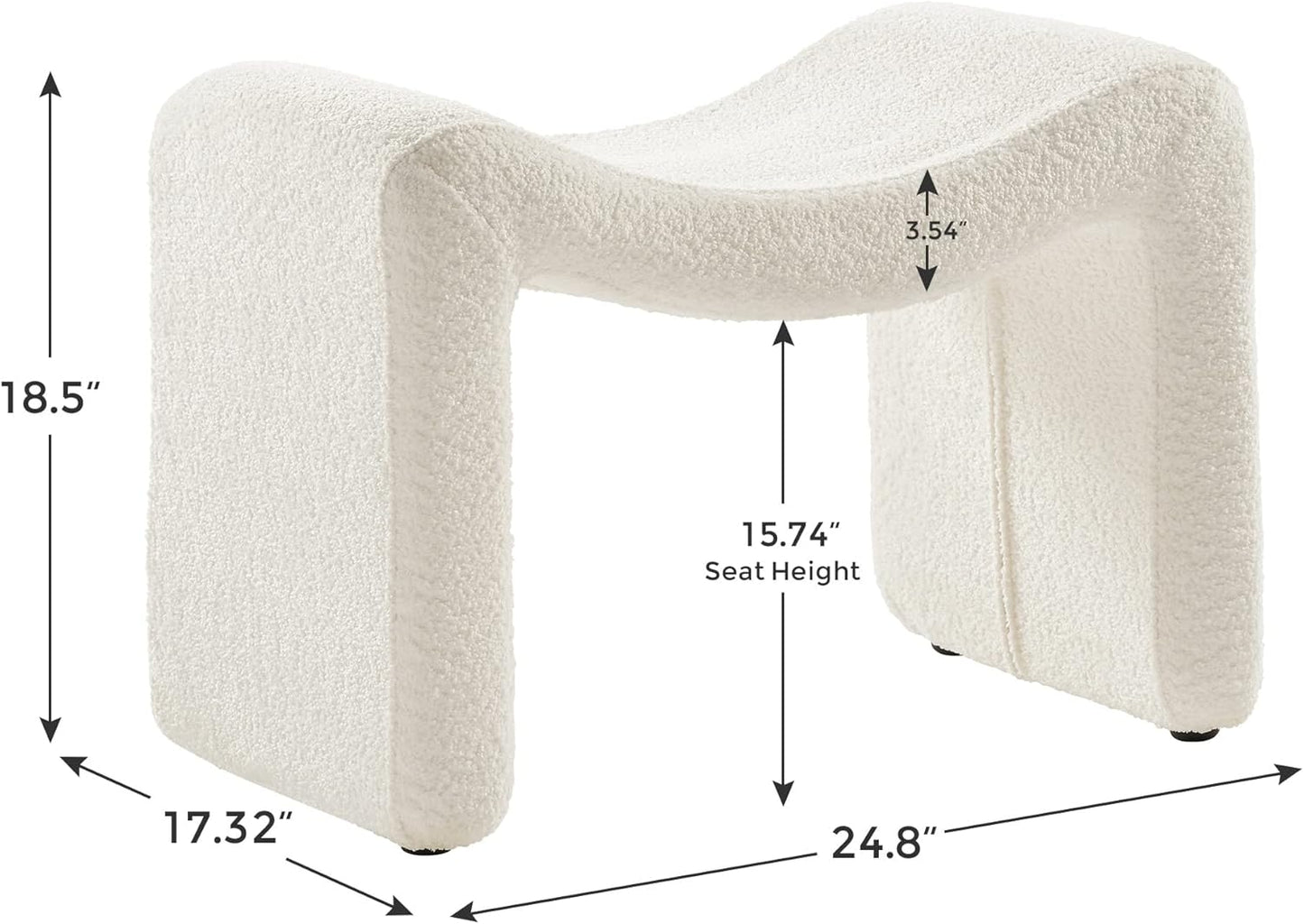 Large Footstool Ottoman, Multi-Functional Modern Foot Stool, Sofa Footrest Extra Seating for Living Room, Entryway, Hallways and Bedrooms, Large, White
