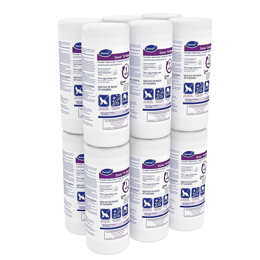 Oxivir Diversey Tb 5388471 Ready-to-Use Disinfectant Cleaning Wipes, Accelerated Hydrogen Peroxide, Large 7x8-Inch Sheets, 60-Wipes, 1-Slim Canister (Pack of 12)
