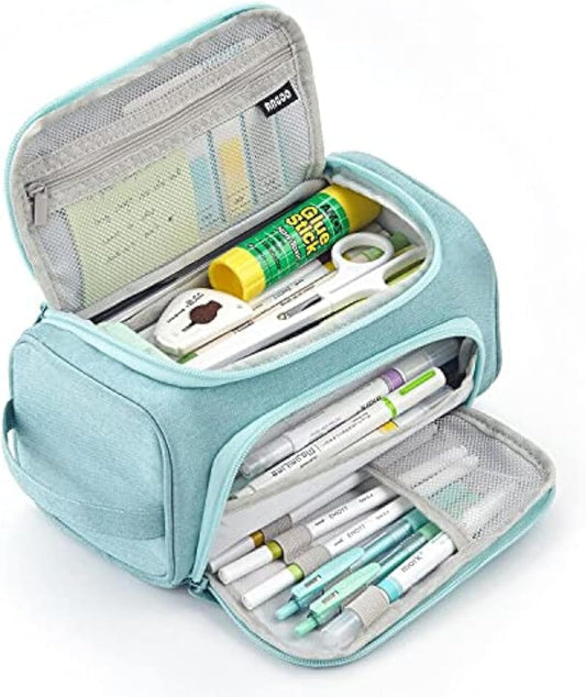 HVOMO Big Capacity Pencil Case High Large Storage Pouch Marker Pen Case Travel Simple Stationery Bag School College Office Organizer for Teens Girls Adults Student（Green）