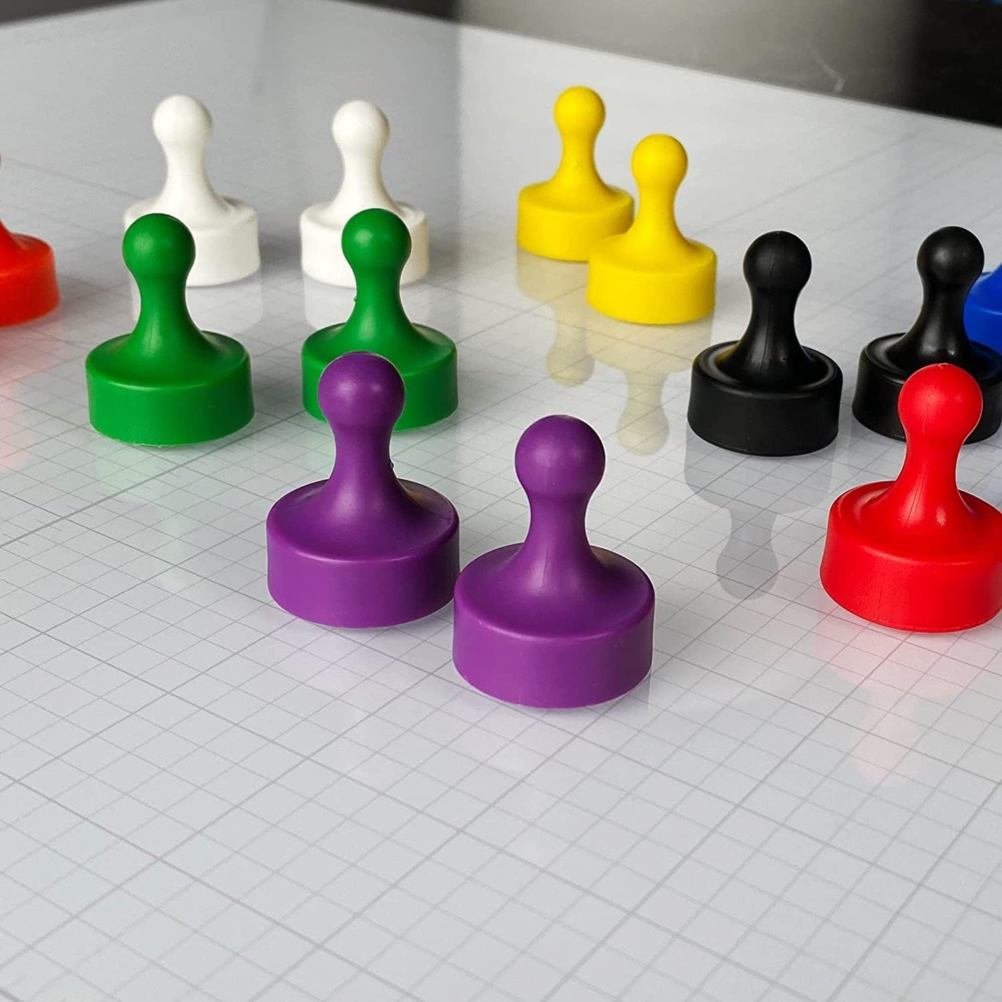 GLASSBOARD STUDIO Powerful Neodymium Magnets, Pawn-Shaped - Strong Fridge/Refrigerator and Whiteboard Magnet, Ideal for Office, Kitchen, Crafts - Rare Earth, Heavy Duty (3, Breezy Blue)