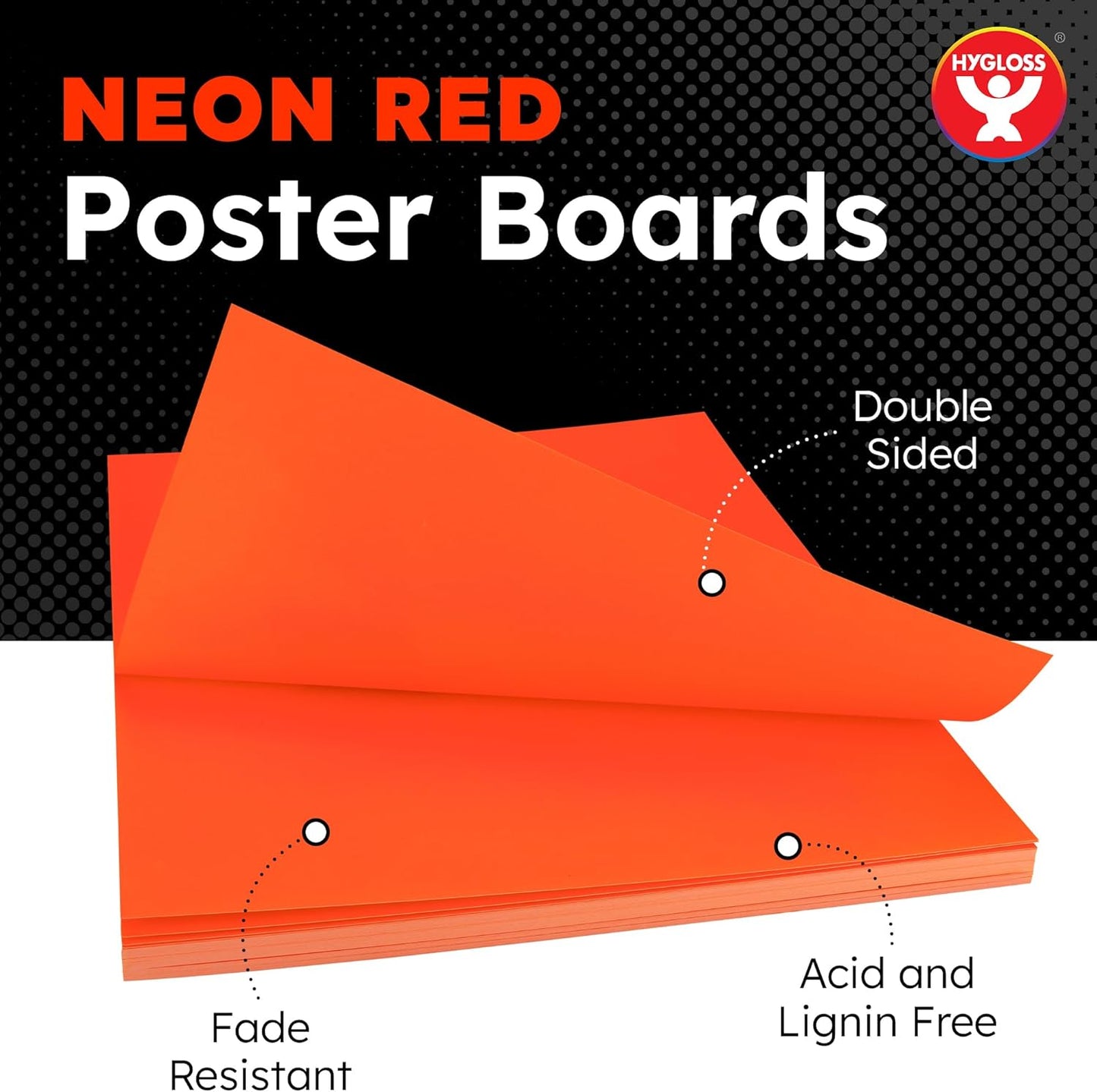 Hygloss Medium Poster Board 11x14 - 25 Neon Red Single Color Poster Boards Bulk Pack - 10 Pt. Thickness Colored Poster Board Paper for Projects, Signs, Displays - Posterboard Multipack 11" x 14"