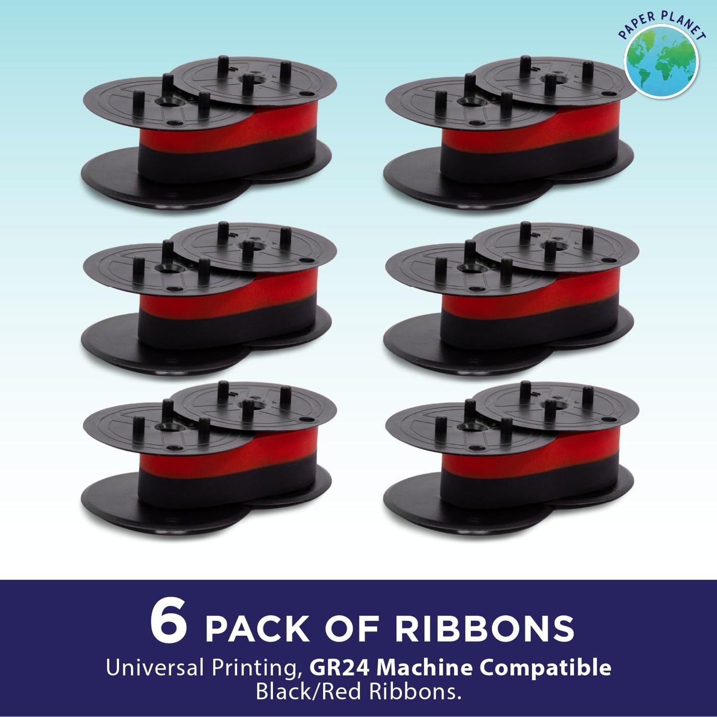 Red and Black Printing Calculator Ribbons Compatible with GR24 by Paper Planet | Replacement Adding Machine Ink Ribbon Compatible with Sharp EL 1197PIII Adding Machine | 6 Pack
