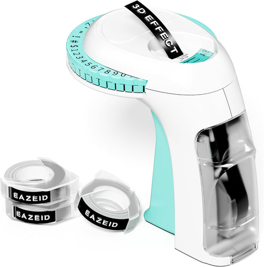 Embossing Label Maker Machine, Retro Embossed Label Maker Vintage, Portable Old School Embosser with 3 Rolls 3D 9mm 3/8 Inch Embossing Label Tapes for School Kids Items Home Office Organization