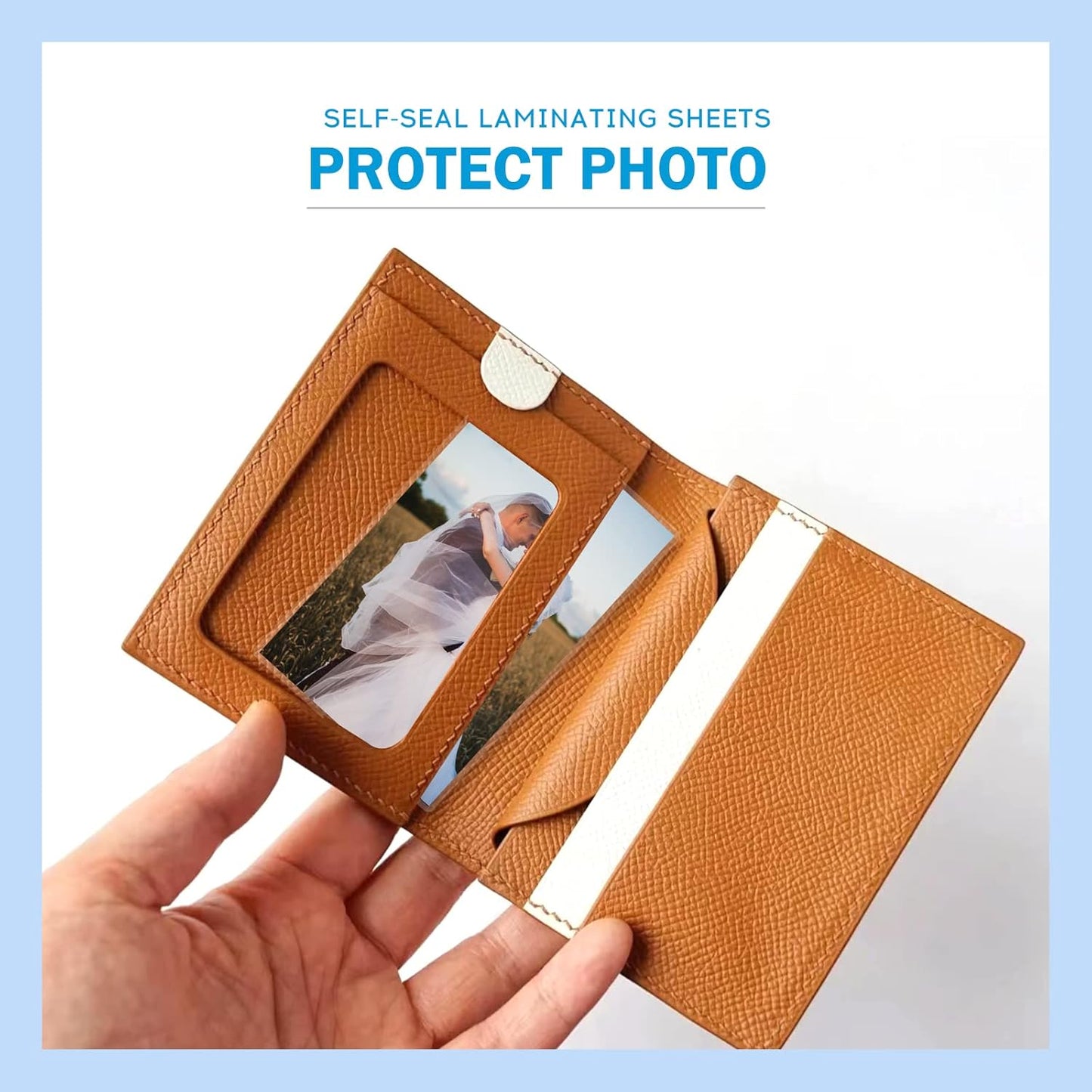 Uinkit 10 Mil 50 Pack Self Sealing Laminating Pouches, Laminate Plastic Sheets for 2.6 x 3.9-Inches Bussinesss Card Size Papers, Use in Office School Home Supplies, Glossy Finish, No Laminator Need