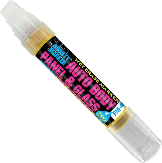 FM-46 Auto Body and Glass Super Jumbo Paint Marker, No-Ghost Formula, Water-Resistant, Valve Action, Removable, Water-Based, 30ml Capacity, Made in USA, Yellow 3 Pack