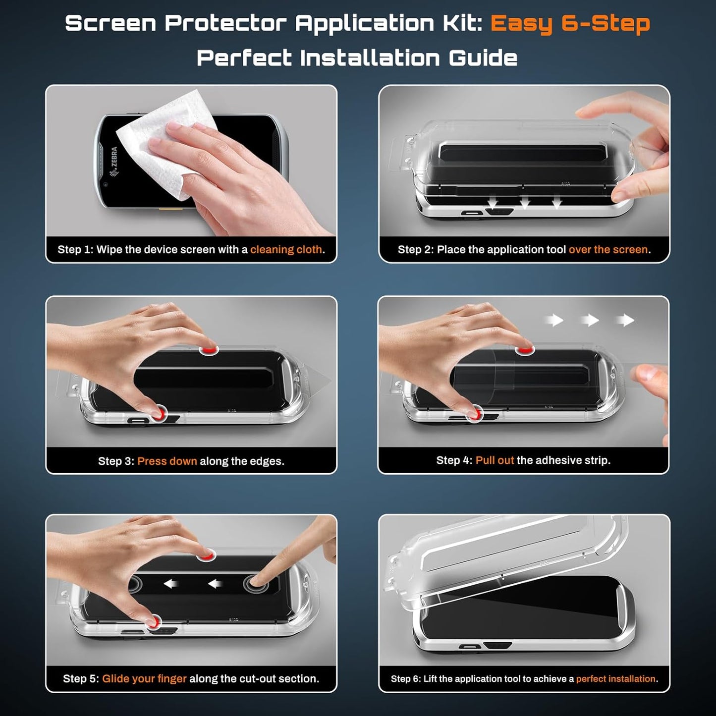 Screen Protector for Zebra TC51 TC510K TC52 TC56 TC57 Barcode Scanner, Tempered Glass [Military Grade Shatterproof & Long-Lasting Durability], Full Coverage, Easy Installation, 2 Pack