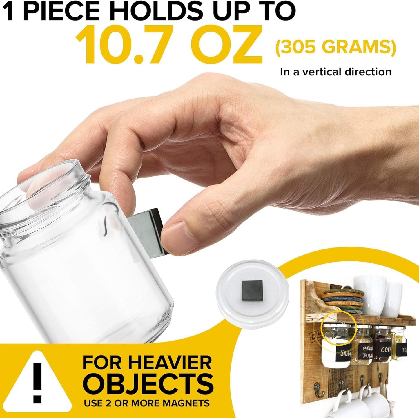 X-bet MAGNET Adhesive Magnets - Ferrite Magnetic Squares - 48 Pieces - Strong Sticky Adhesive Backing - Ceramic Magnets Ideal for Projects, Kitchen - 8"" x0.2