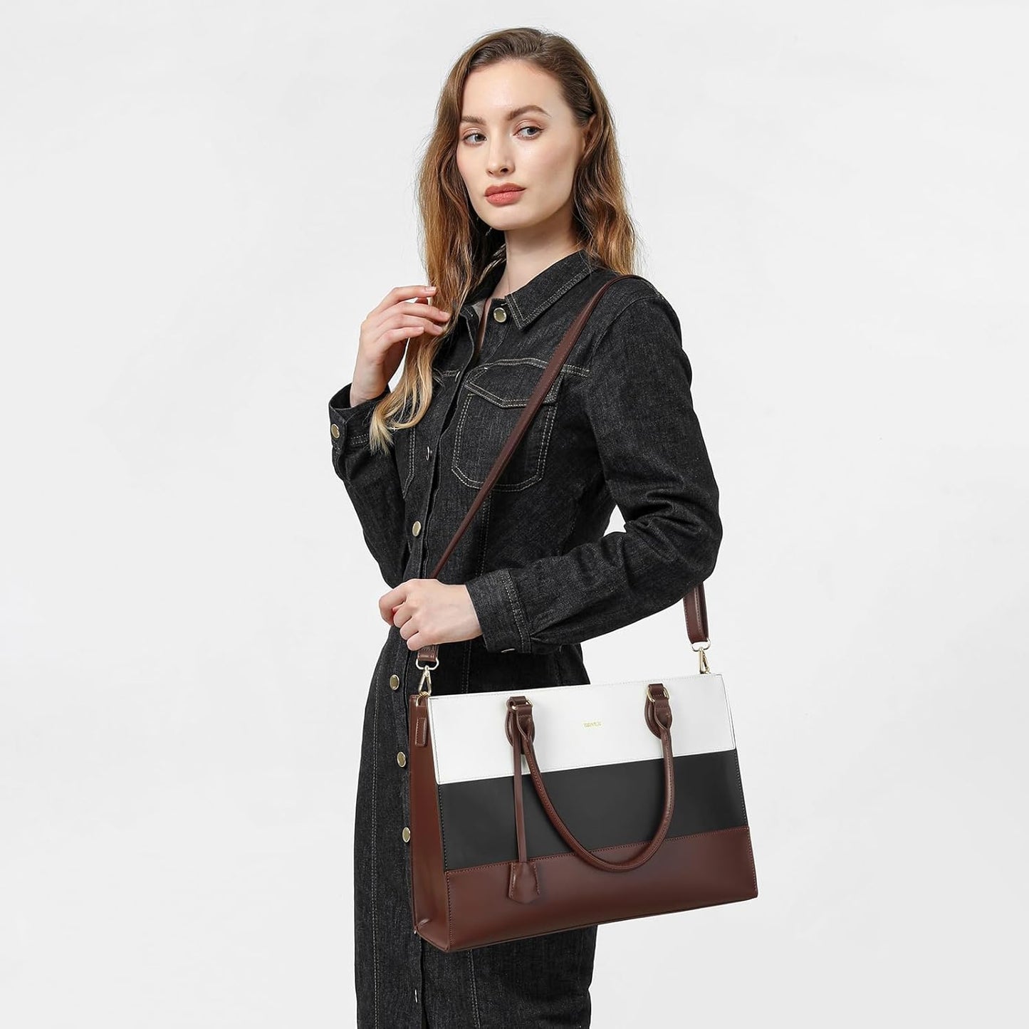 Keyli 3pc Sets Laptop Bag for Women,15.6 Inch Work Tote Bags Waterproof Leather Business Computer Briefcase Shoulder Handbag