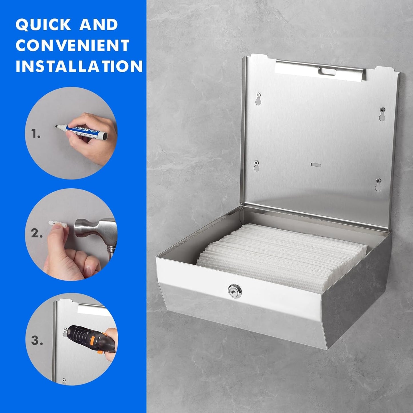 Paper Towel Dispenser Wall Mount Commercial, C Fold Multifold Hand Paper Towel Dispenser, Stainless Steel Tissue Holder(Chrome)