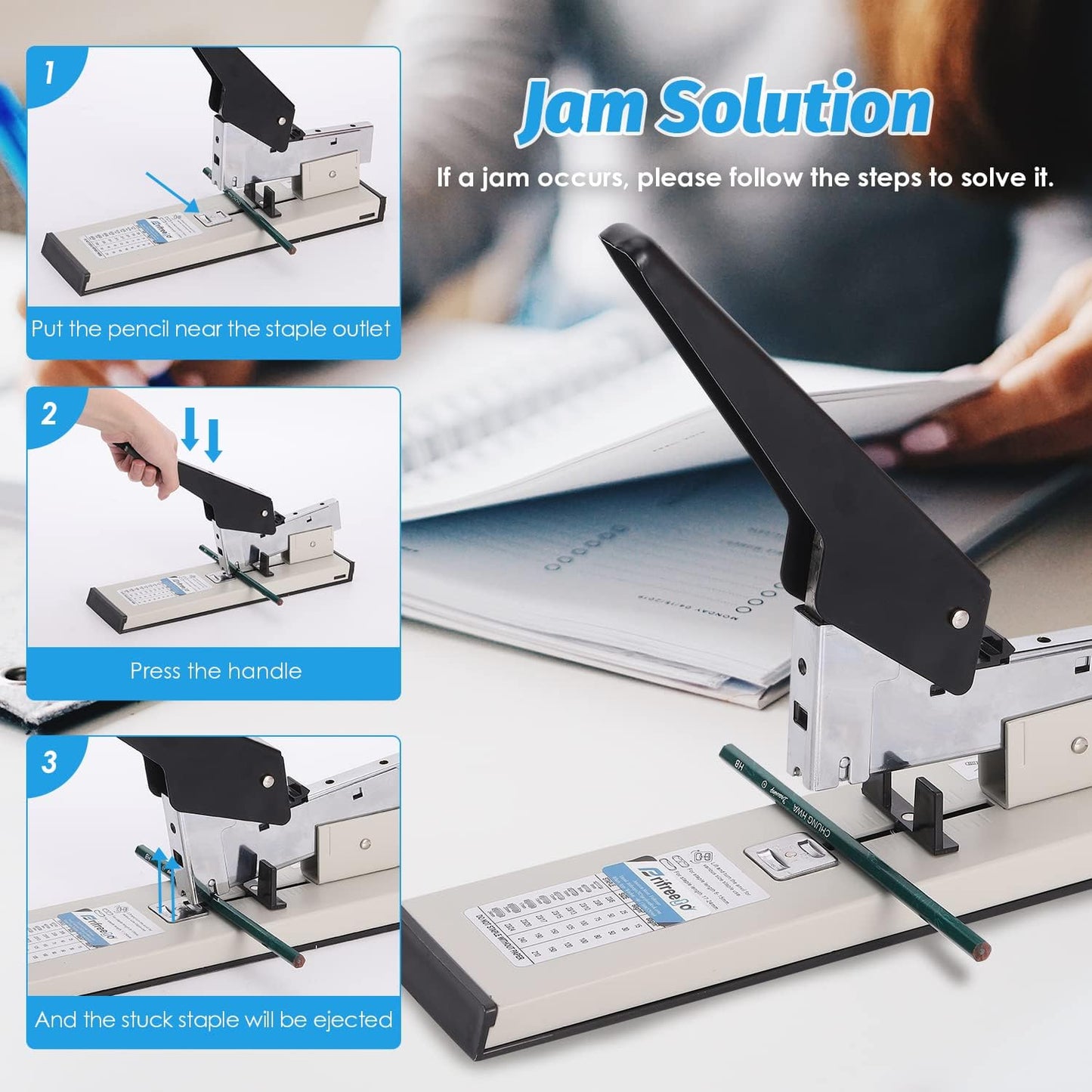 Heavy Duty Stapler - Effortless 240-Sheet Office Stapler with Adjustable Paper Guide, Super Capacity with 4000 Staples