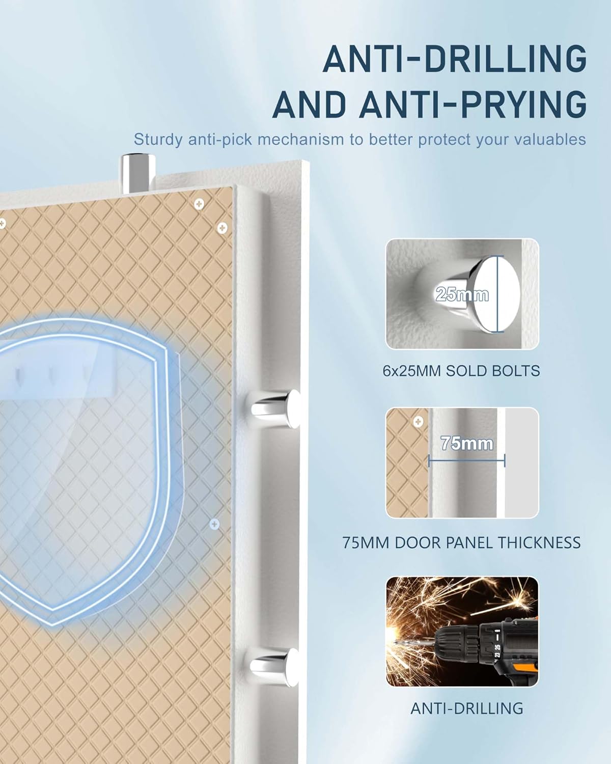 【𝐔𝐒 𝐒𝐓𝐎𝐂𝐊】TIGERKING 5.9 Cubic Feet Extra Large Heavy Duty Safe Box, Big Home Safe with Double Safety Key Lock and Separate Lock Box, Digital safe with 2 Removable Shelf for Home Hotel Office