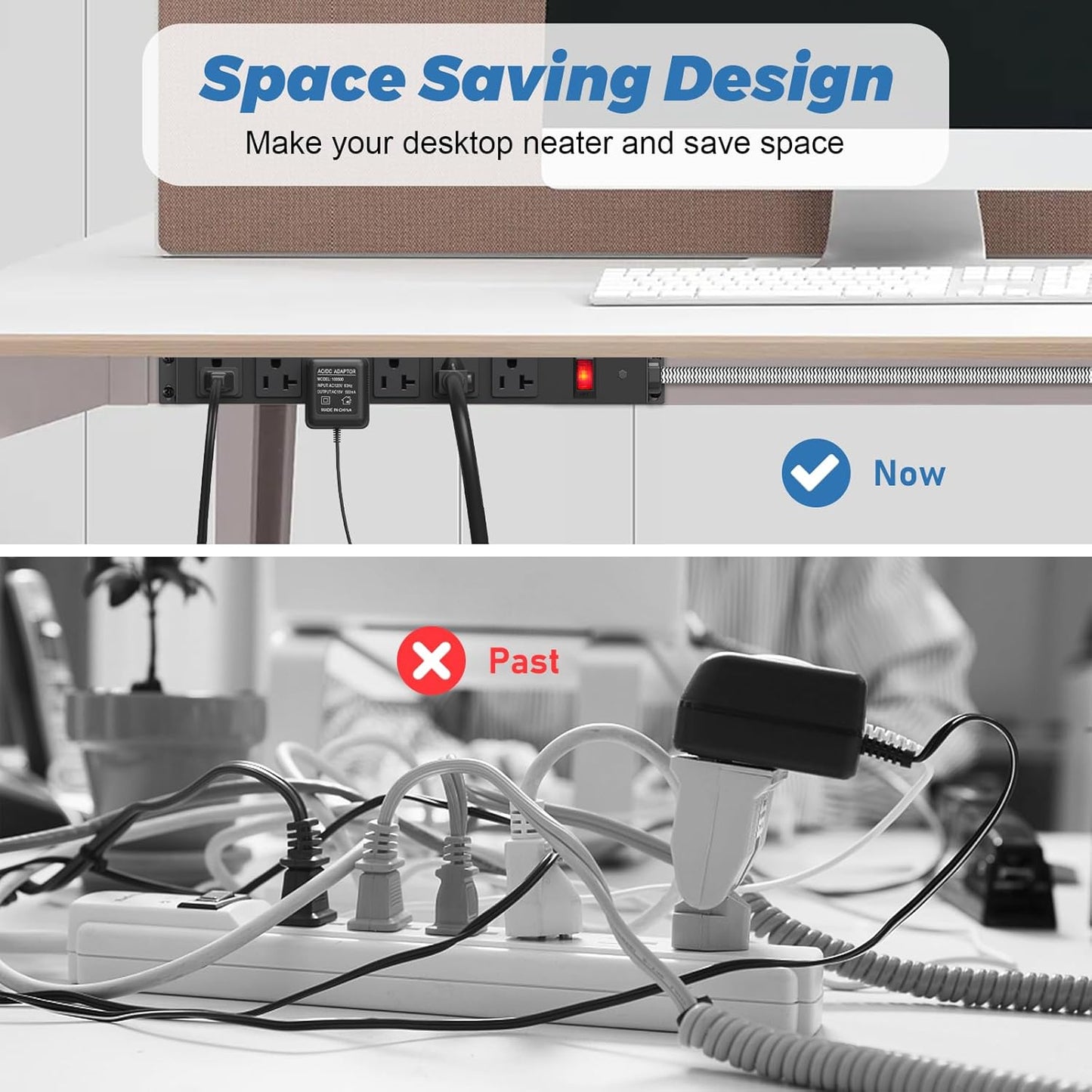 Heavy Duty Power Strip 20 amp Surge Protector,Wall mountable Power Strip,12 Gauge Extension Cord 5-15P Adapter High Amp 6-20R T-Slot Industrial Outlet,for Garage,Workshop & Industrial