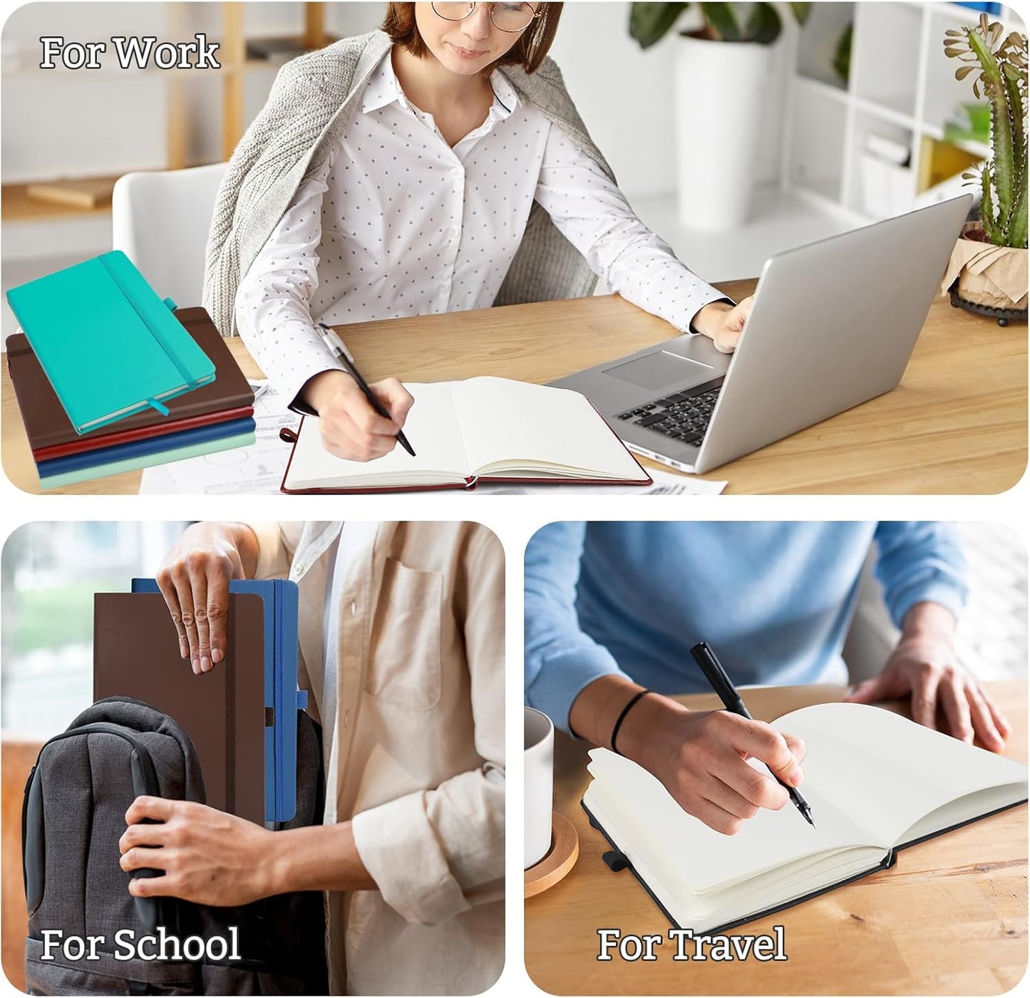 2Pack Blank Hardcover Sketch Book Notebook, A5 140 Pages 120Gsm Thick Journal for Drawing,School,Work,Diary，5.7''*8.3'',Blush