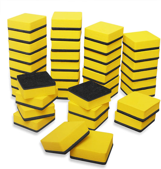 40 Pack Magnetic Whiteboard Dry Eraser Dry Erase Erasers Bulk Chalkboard Eraser Cleaner for Classroom, Office (2 x 2 inch, Yellow)