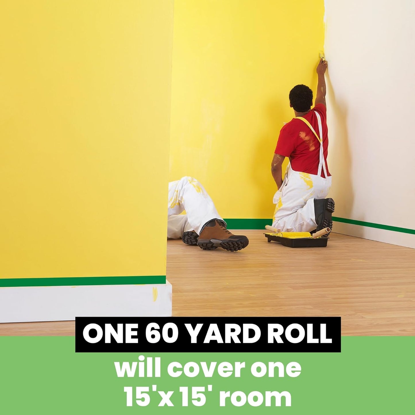 Green Painters Tape Multi-Surface Masking Tape 1.41 inch x 60 Yard, Indoor and Outdoor Painting Tape, Residue Free Easy Removal with Sharp Lines, Paint Tape for Walls, Auto, Home, 36Rolls