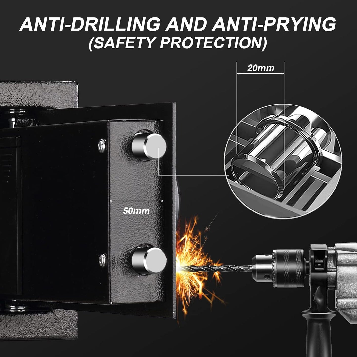 Tenamic Safe Box 0.4 Cuft Fireproof, Waterproof, Keypad Small Cabinet Lock Box, Solid Alloy Steel Office Hotel Home Mini Safe, Black