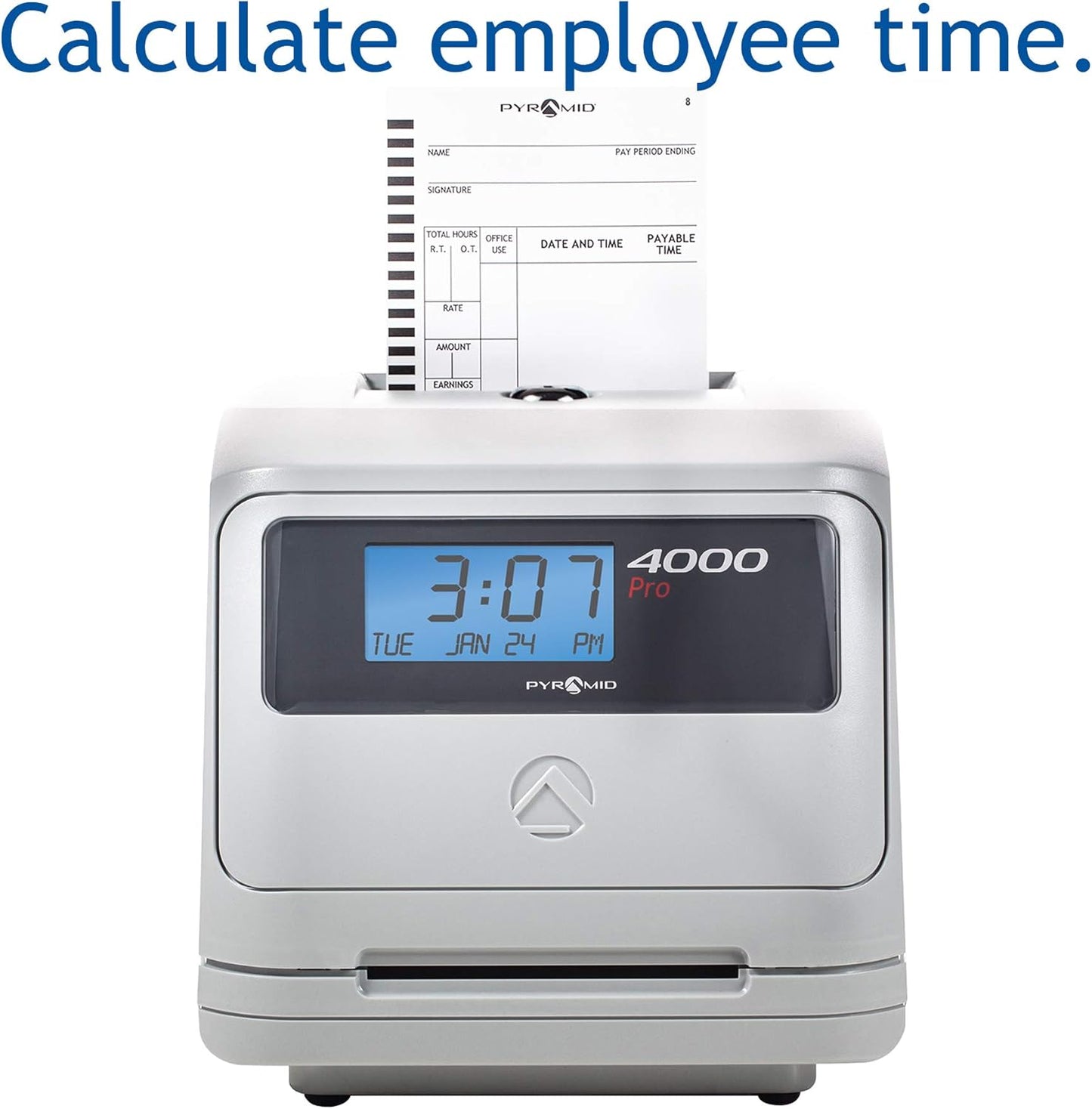 Pyramid Time Systems - Model 4000 Pro Auto Totaling Time Clock [ 4000PROK ] for Small Business, Bundle Includes: 125 Time Cards,2 Ink Ribbon cartridges, 1 Ten Time Card Rack, 2 Security Keys