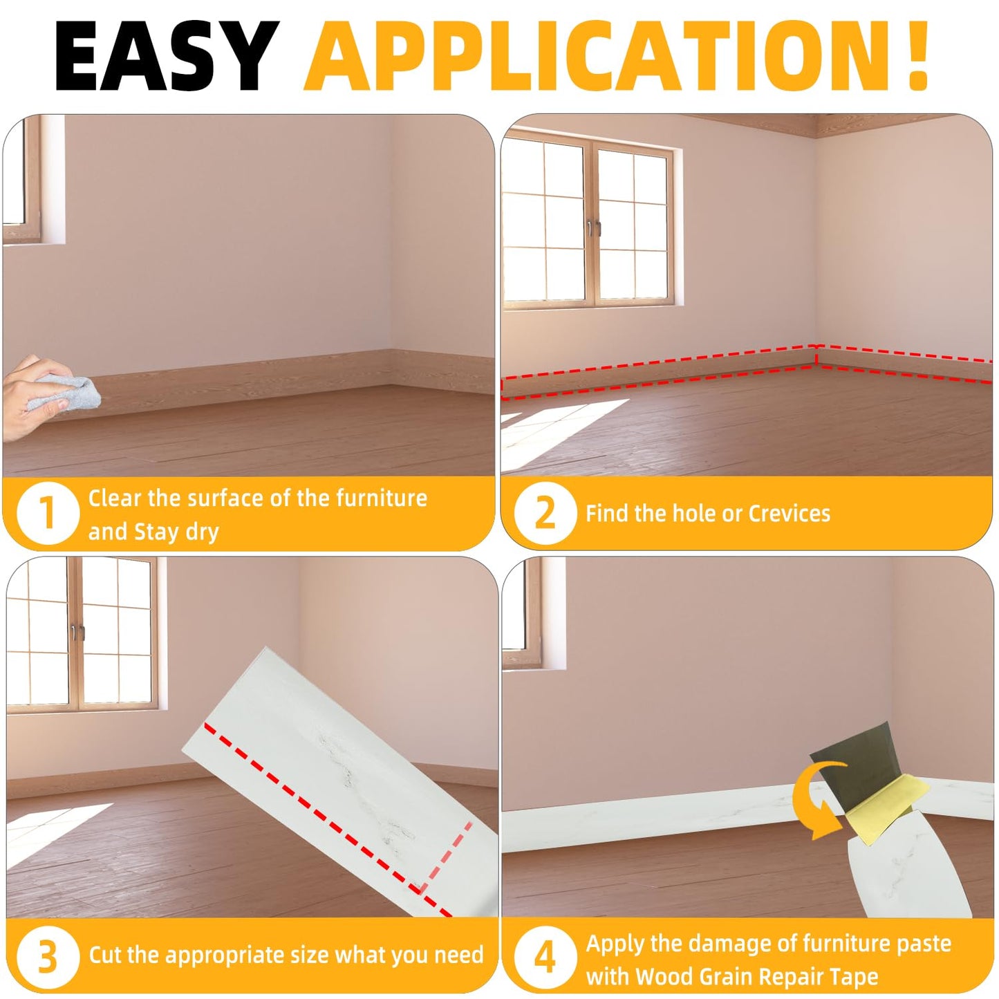 GSCIT Club Wood Grain Repair Tape, 2.4 inch X 15ft Self Adhesive Marble Grain Repair Patch for Tables, Chairs, Baseboards, Doors, Windows, Floors, Handicraft DIY.