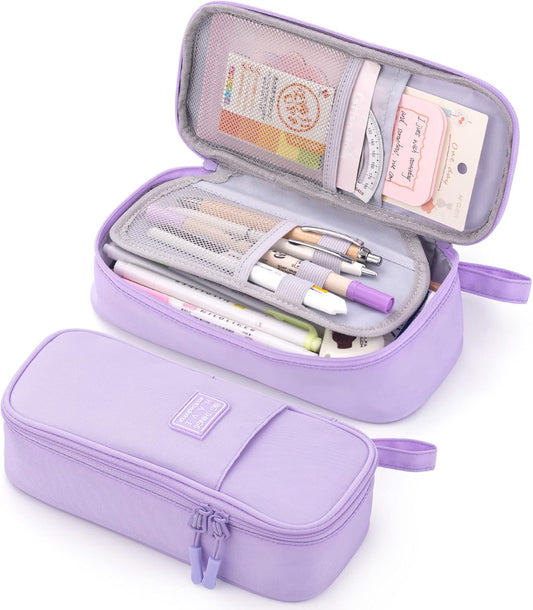 CICIMELON Durable Pen Pencil Case Big Storage Pen Pouch Bag for School Supplies Office College Teen Girls Adults, Purple