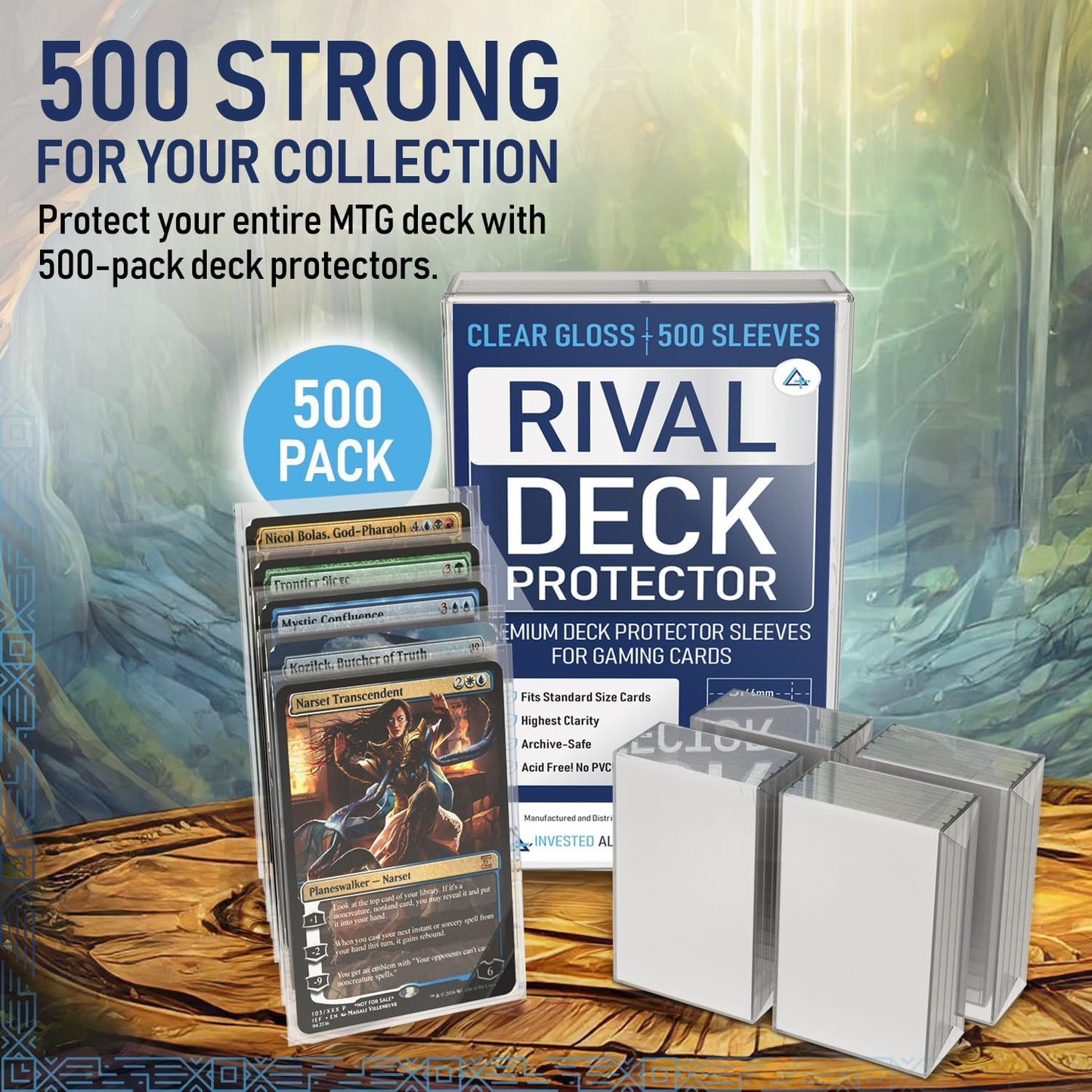 Premium Rival Clear Gloss Deck Protectors | MTG Card Sleeves Clear, Magic Cards Sleeve, Bulk Sports/TCG Card Sleeves, MTG Game Sleeve, Ultra Extra Thick Magic Protector, Commander Shield.