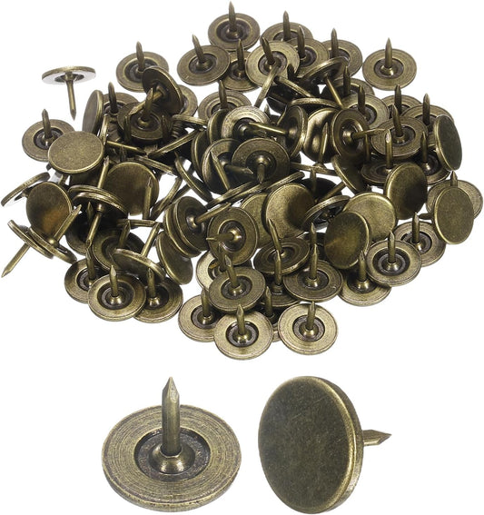 uxcell 150Pcs Upholstery Tacks, 11mmx10mm Flat Head Thumb Tack Decorative Furniture Nails Push Pins for Furniture Sofa Headboards, Bronze