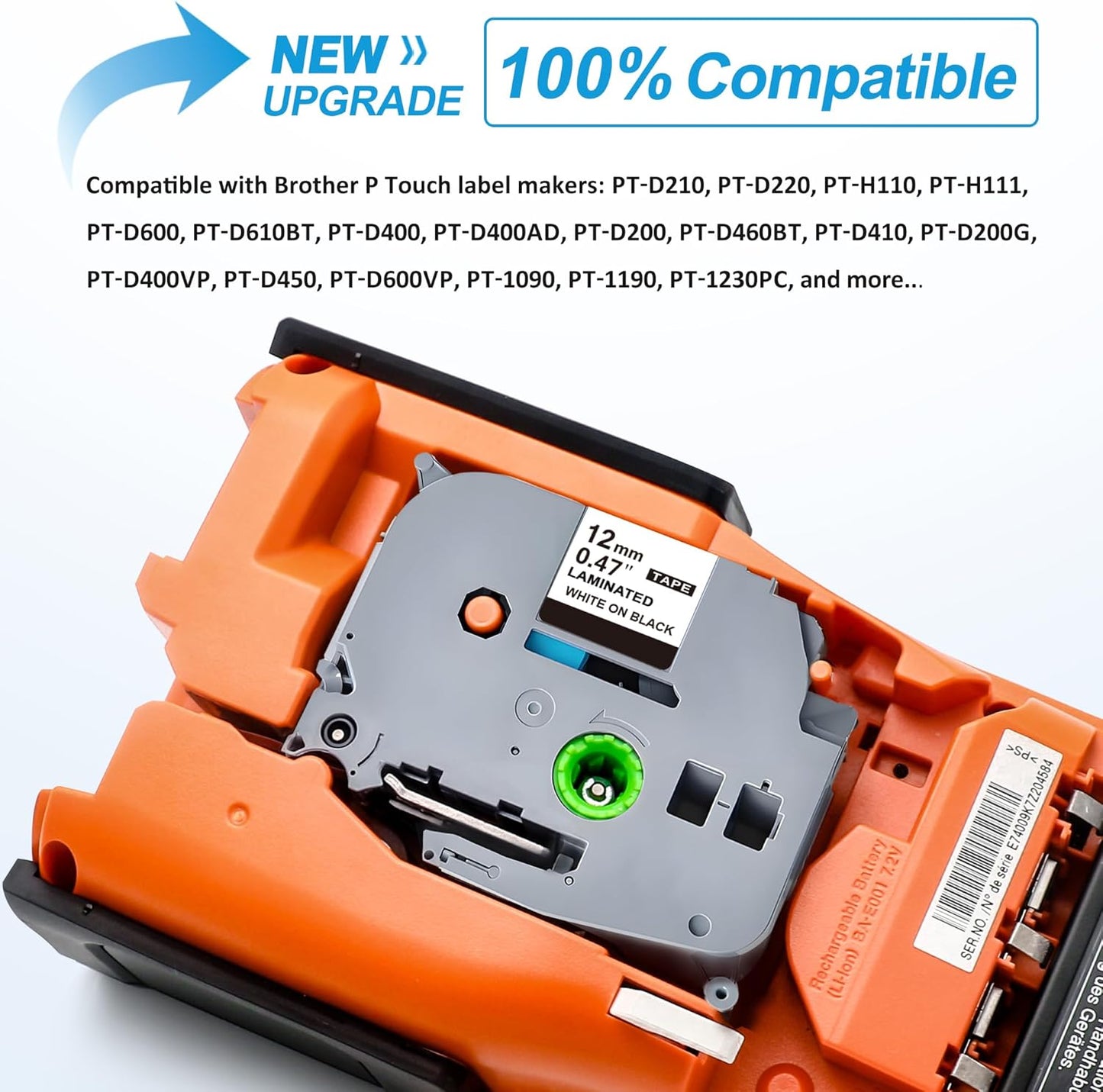 RAEMALL Compatible with Brother Label Tape TZe335 TZe435 TZe535 TZeMQG35 TZeMQP35 TZe TZ Tape, 12mm 0.47 Inch Laminated White on Color Compatible with Brother P Touch Label Maker PT-D210 H110