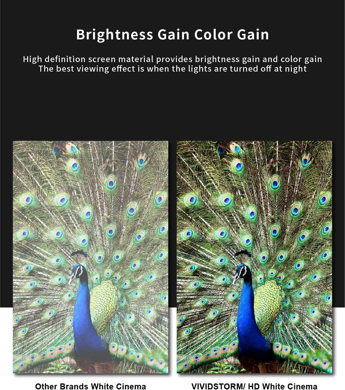 VIVIDSTORM-Movie Screen S 84 inch Motor Rollable Foldaway Portable Screen with White Cinema PVC, 4k 3D HD Gaming/Office Room,Compatible with Standard Projector,VWSDSTW84H