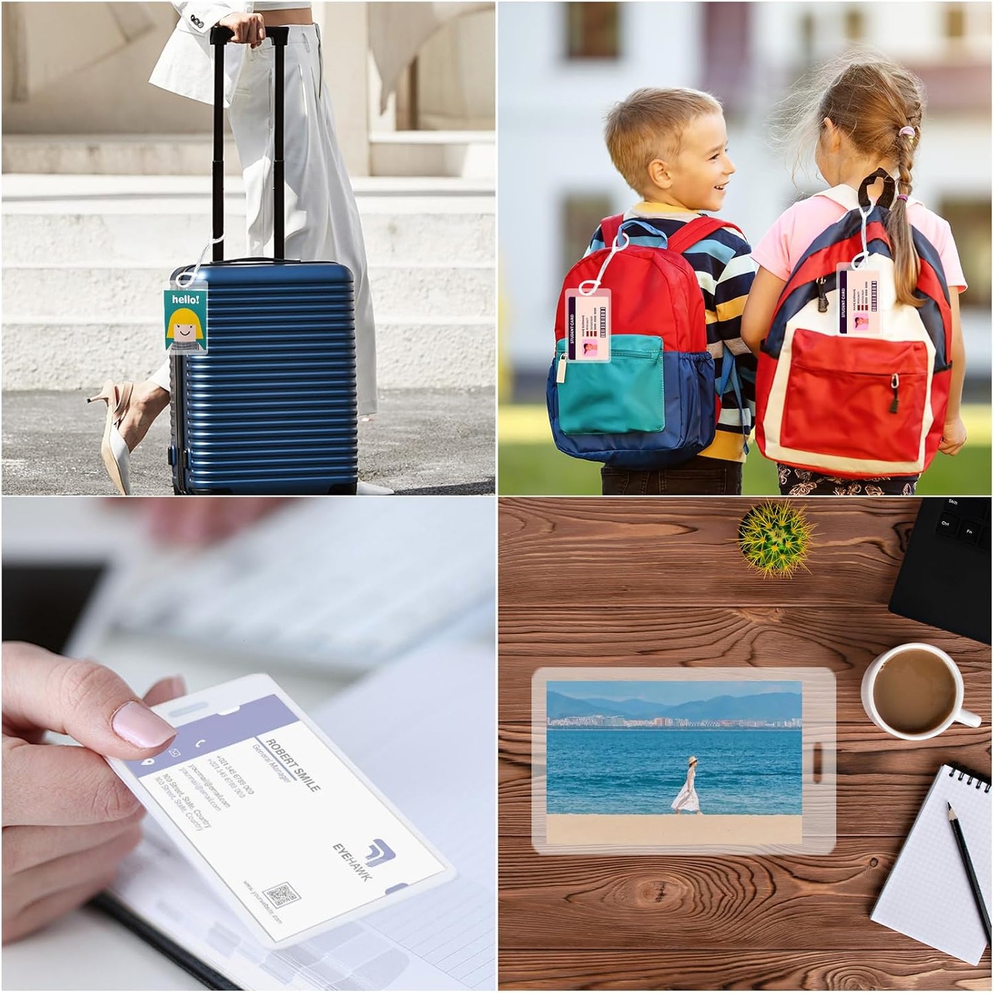 140 Sets 5 Mil 4.3x2.6inches Laminating Pouches with Slot Hole,Printable Luggage Tags with Clear Loop,Kit Resealable for Work Permits Pass Cards Student ID Cards Gift Tags Homemade Ornaments