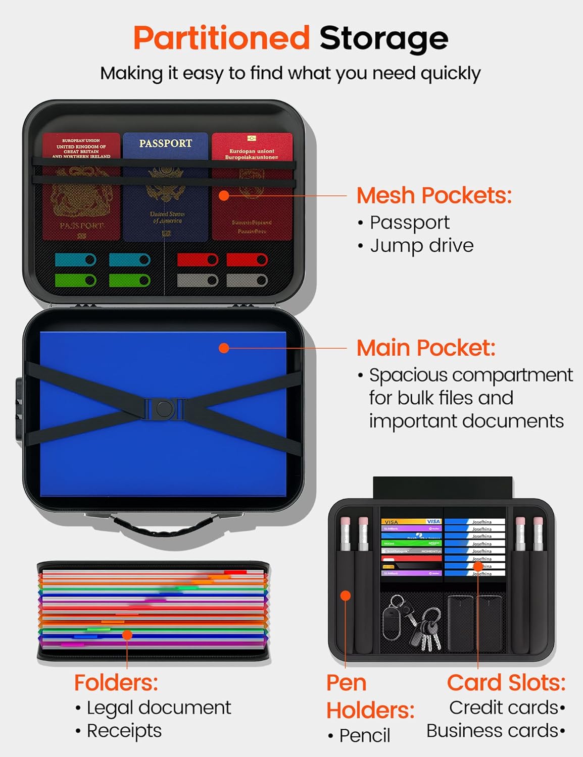 Fireproof Document Box, Fire Proof Safe Boxes for Documents, Important Document Organizer with Lock, Fireproof Waterproof Document Storage Bag for Important Documents, Files and More