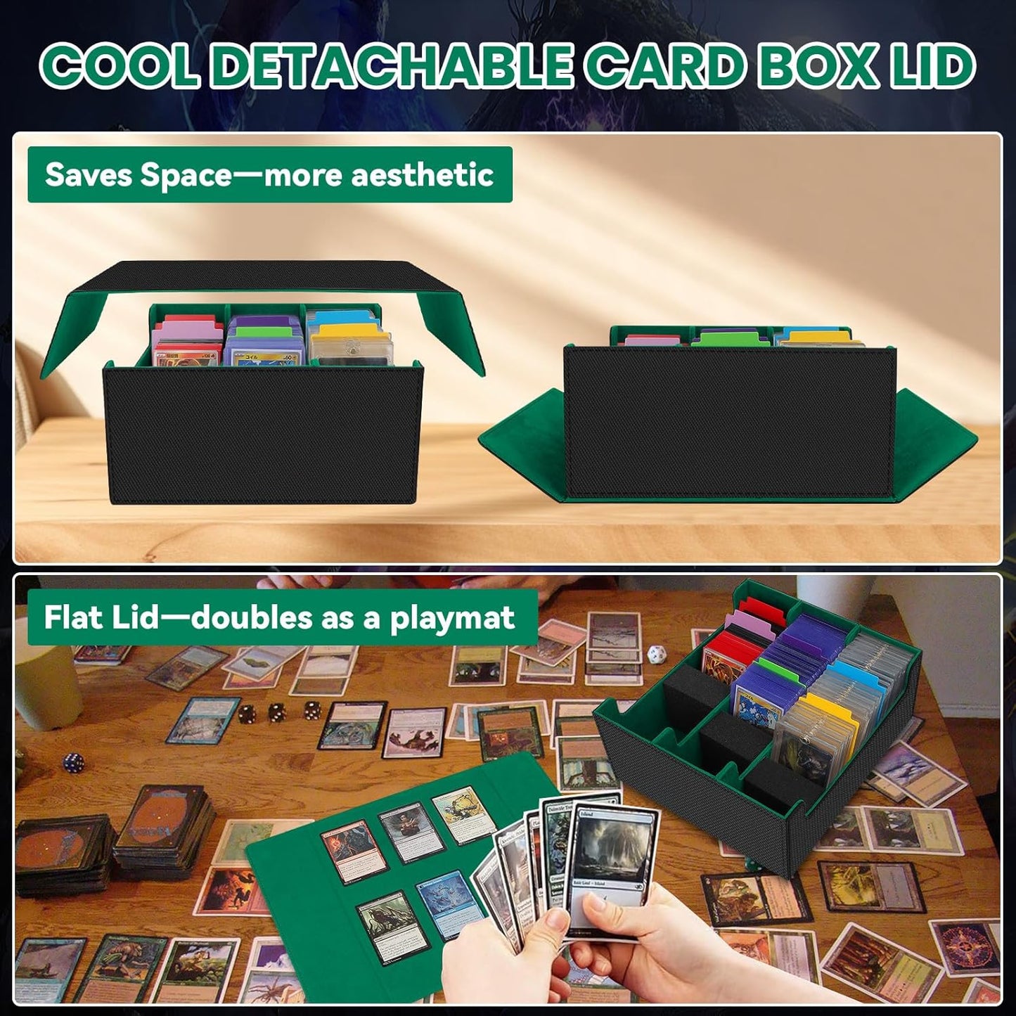 Card Storage Box for Trading Cards, 2600+ Commander Deck Box, Storage Box Fits Toploader and One-Touch, Card Organizer for TCG, MTG, Sports Cards, with Card Dividers & Stoppers